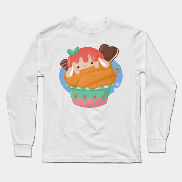 Kawaii Ice Cream Long Sleeve T-Shirt by DDP Design Studio